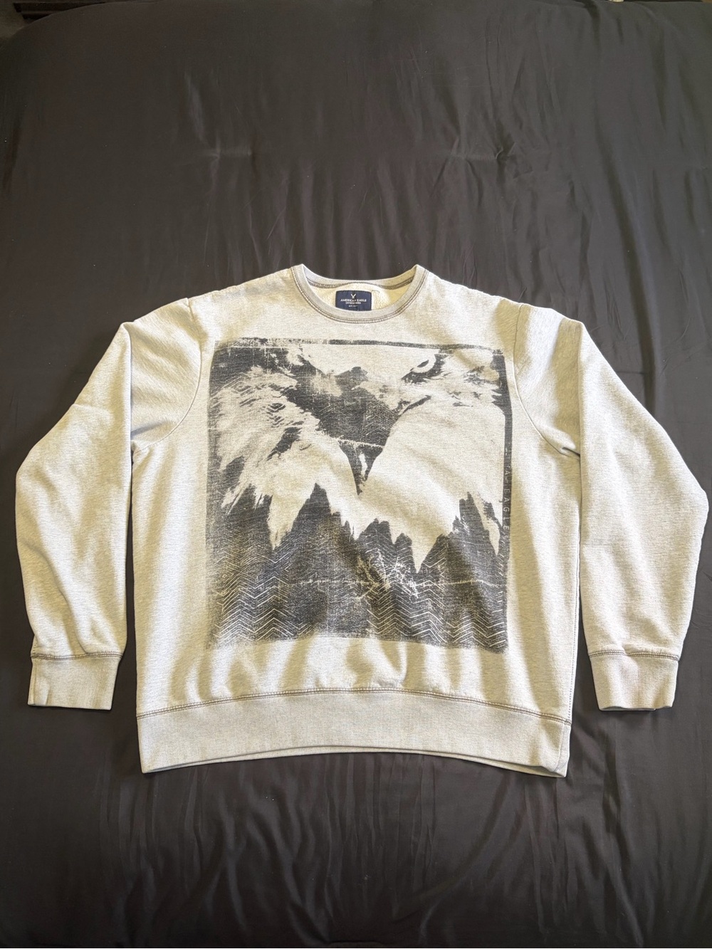 American Eagle Outfitters light grey crewneck sweatshirt w/black graphic.Size XL